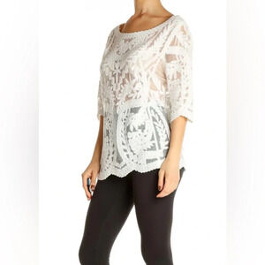 Laundry by Shelli Segal embroidered white top classic quiet luxury old money